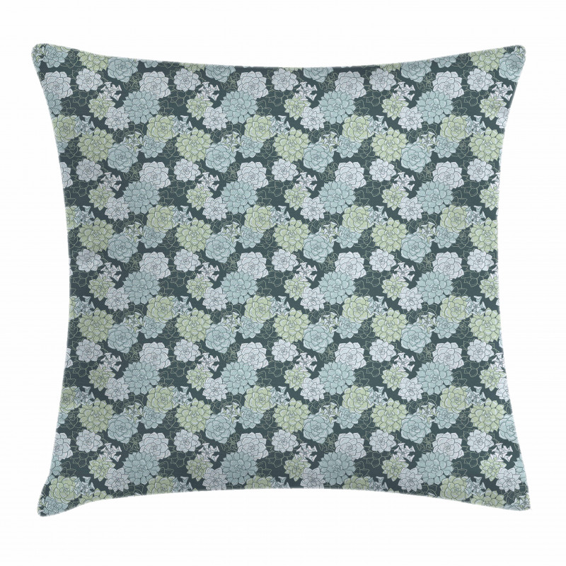 Green Cactus Flowers Pillow Cover