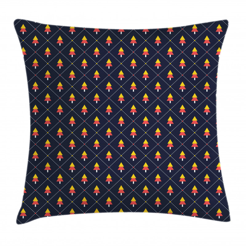 Pine Trees Checkered Pillow Cover