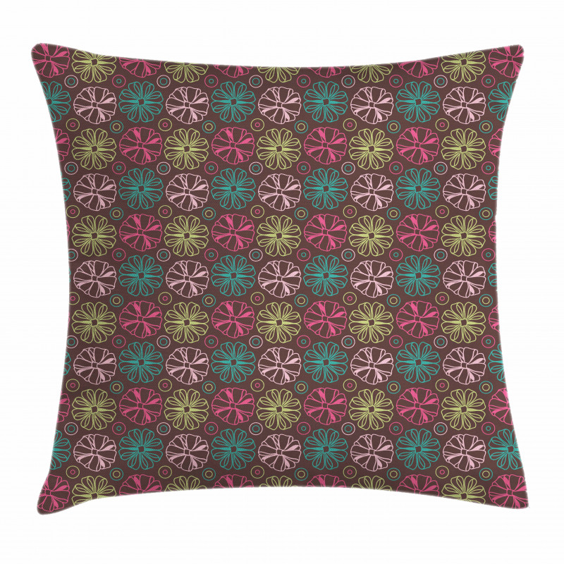 Bows Circles Retro Pillow Cover