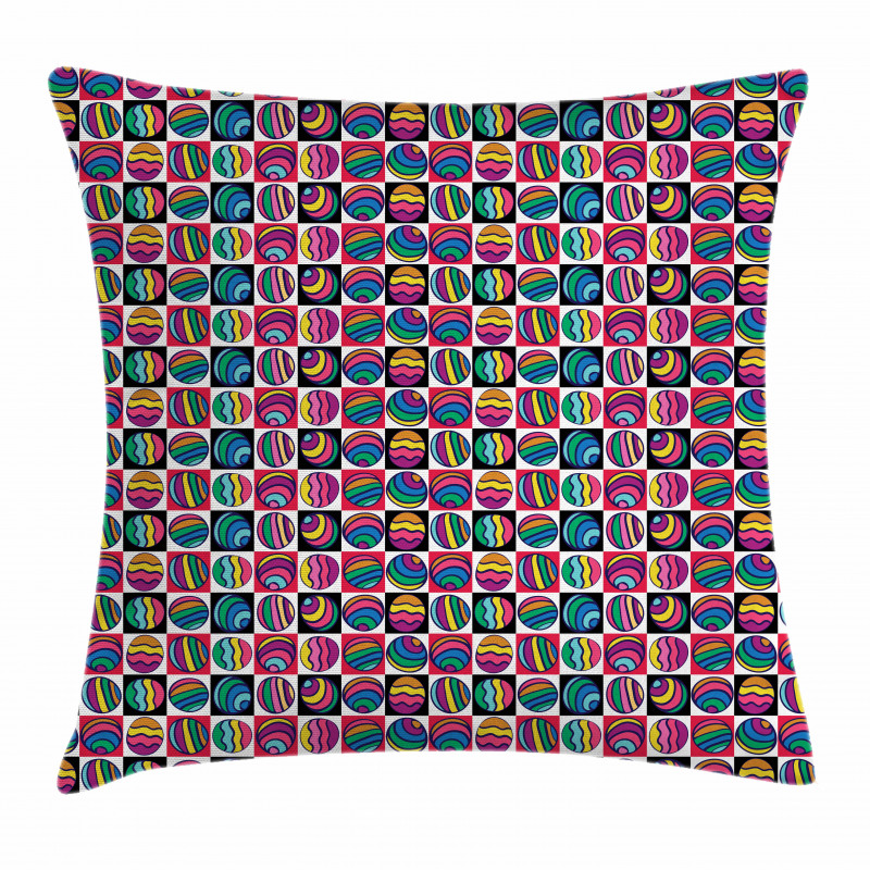 Checkered Doodle Eggs Pillow Cover