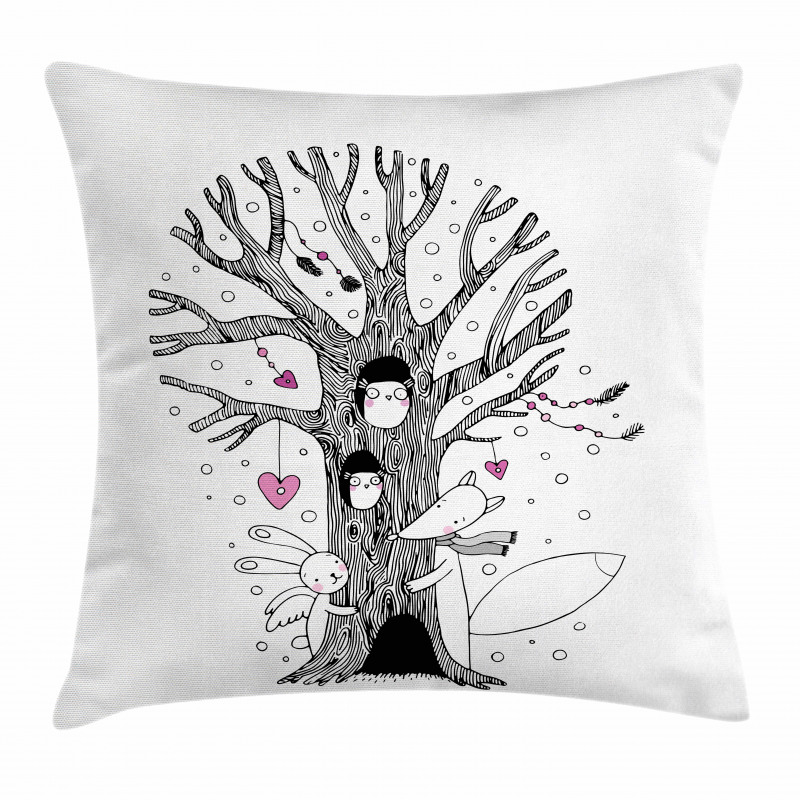 Tree Playing Children Pillow Cover