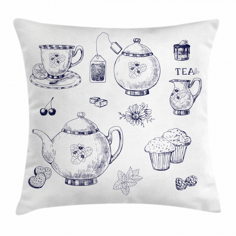 Teapots and Cups Pillow Cover