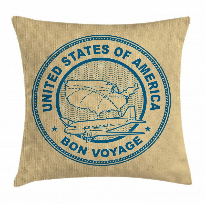 United States Map Plane Pillow Cover