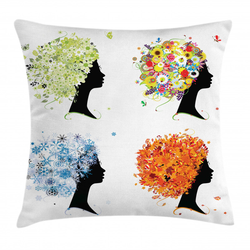 4 Season Woman Hair Pillow Cover