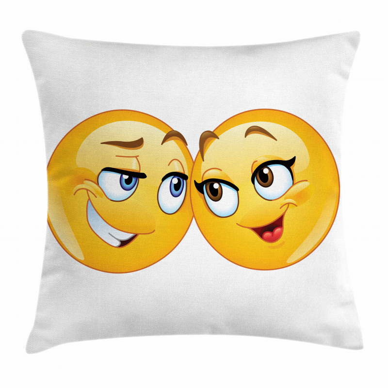 Loving Emoticon Couple Pillow Cover