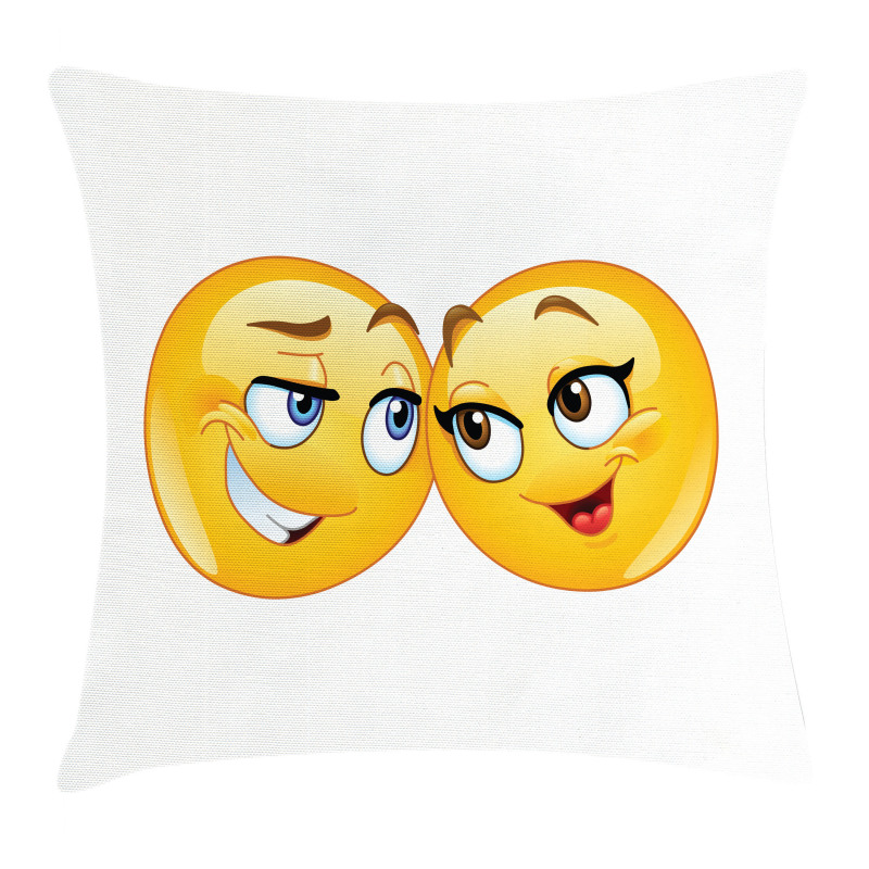 Loving Emoticon Couple Pillow Cover