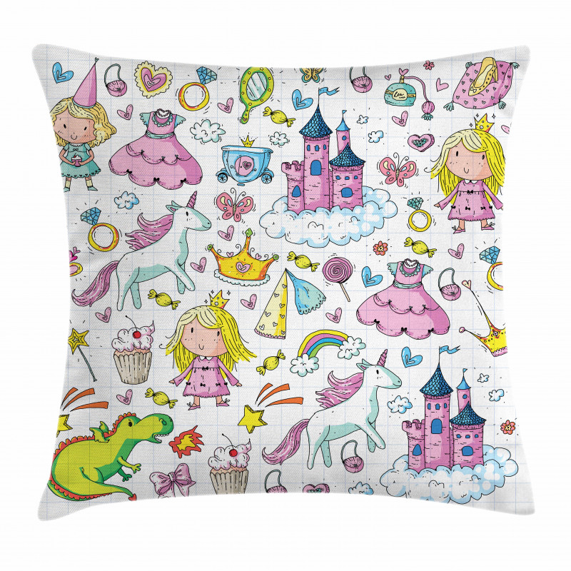 Girls Fairytale Theme Pillow Cover