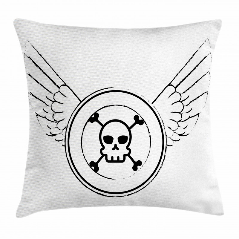 Grungy Stamp with Wings Pillow Cover