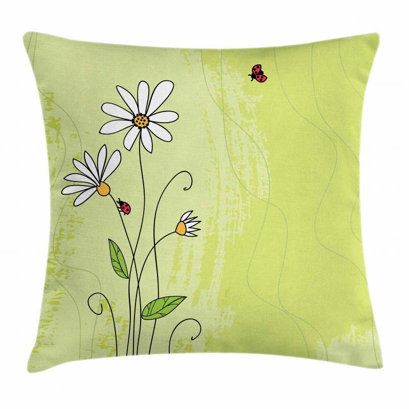 Chamomile Ladybugs Art Pillow Cover