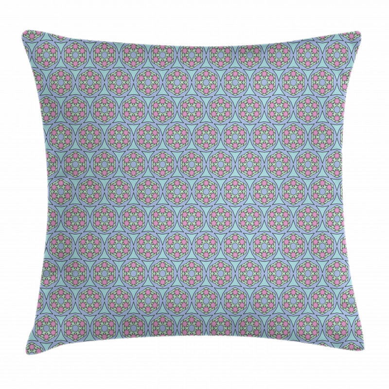 Oriental Floral Tile Pillow Cover