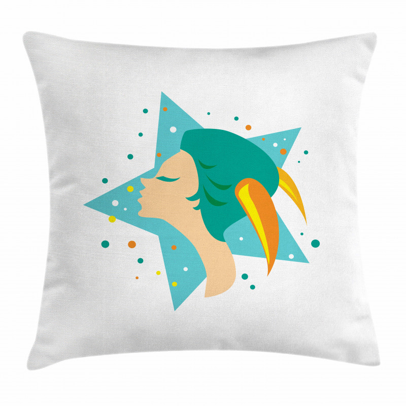 Woman and Horn Pillow Cover