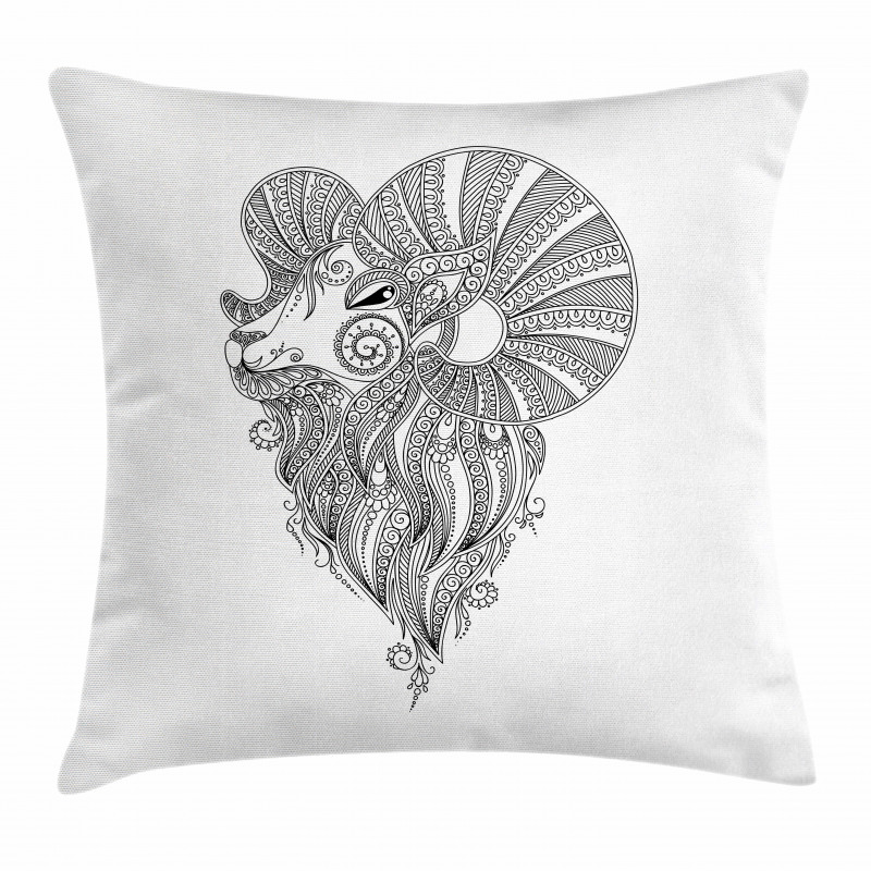 Zentangle Ram Doodle Pillow Cover