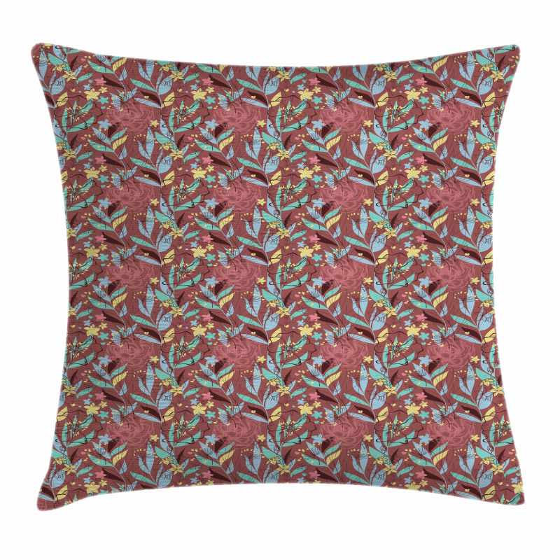 Colorful Plants Foliage Pillow Cover