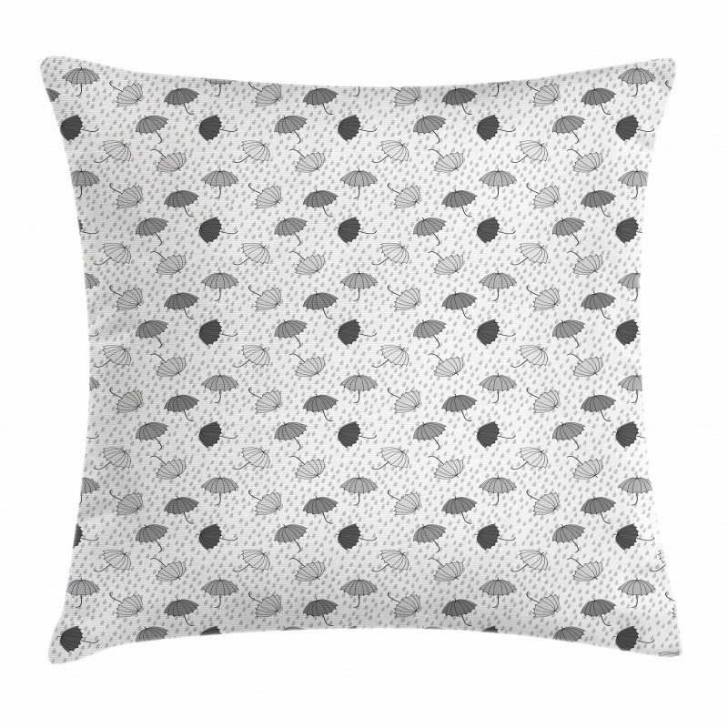 Greyscale Umbrellas Pillow Cover