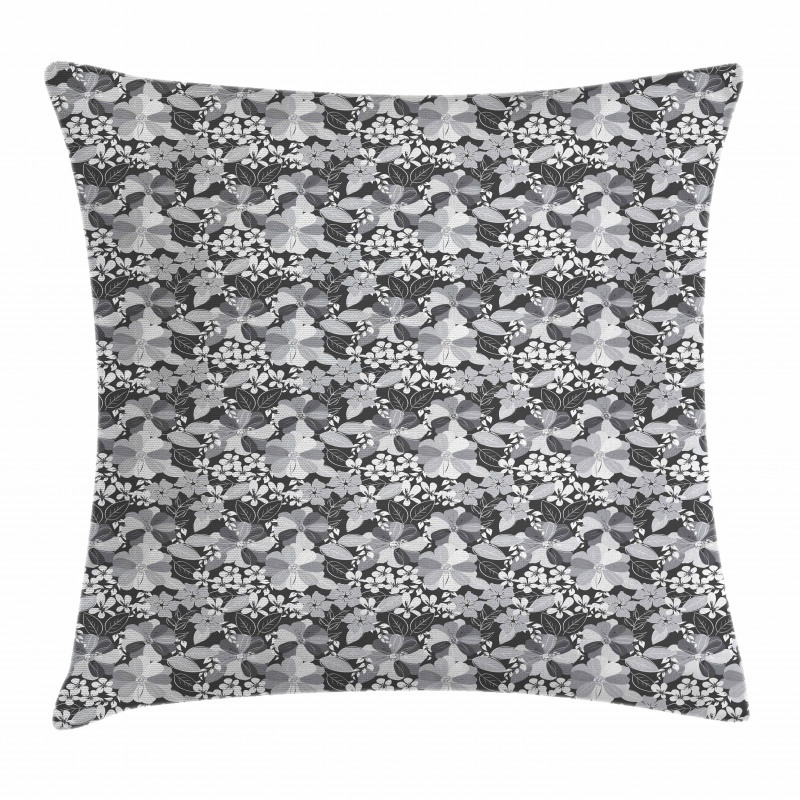 Greyscale Bloom Motifs Pillow Cover