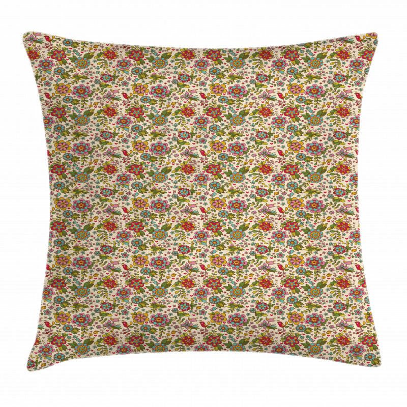 Vintage Flora Fauna Pillow Cover