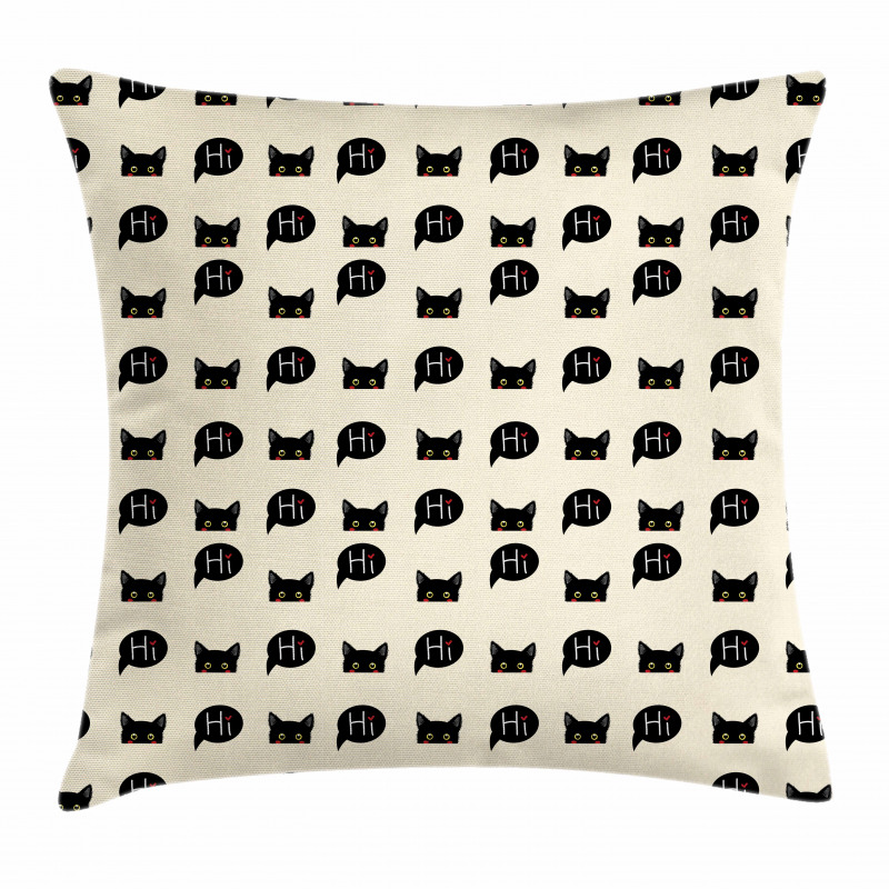 Black Kitties Saying Hi Pillow Cover