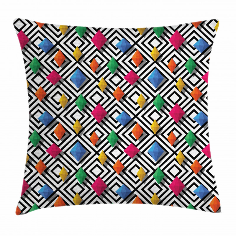 Colorful 3D Shapes Pillow Cover