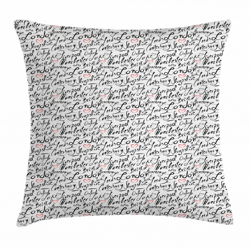 Hand Lettering Cities Pillow Cover
