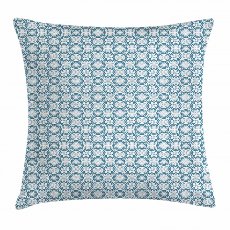 Blue Toned Curls Design Pillow Cover