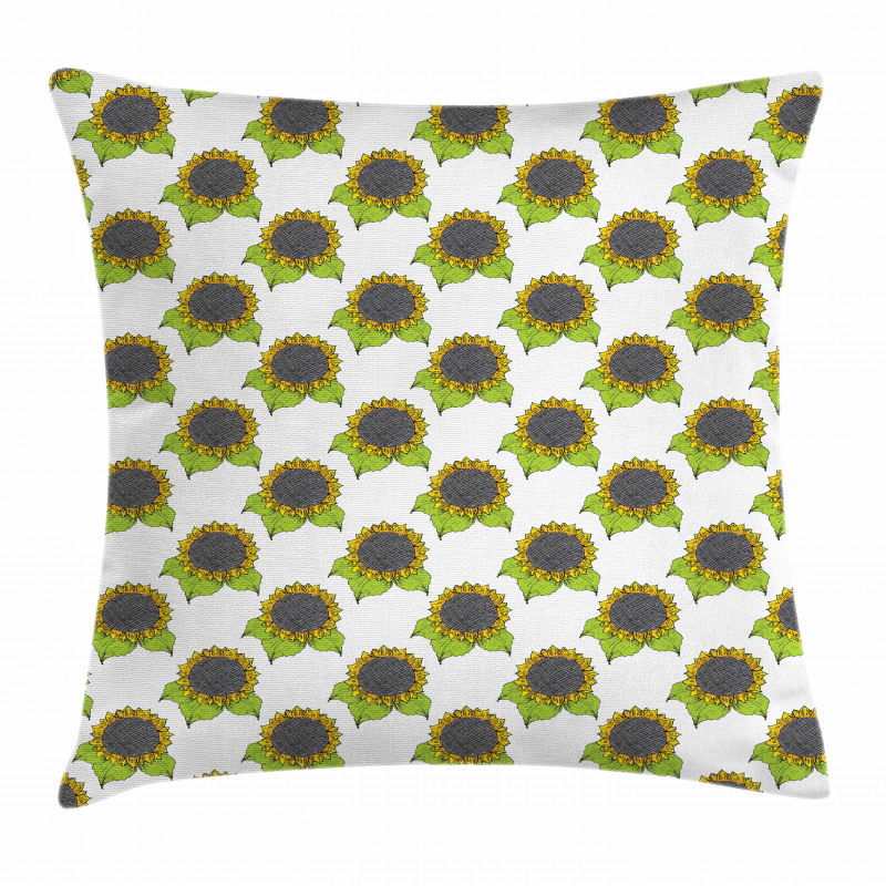 Spring Sunflower Sketch Pillow Cover