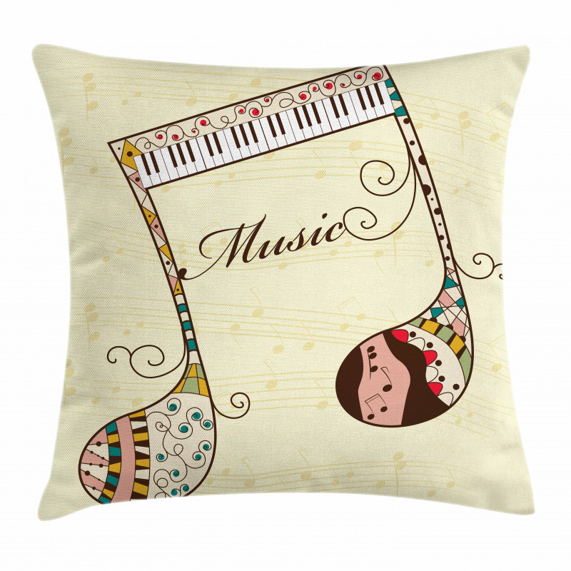 Keyboard Musical Note Pillow Cover