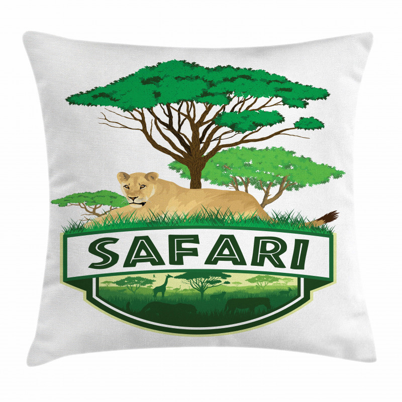 African Green Trees Lion Pillow Cover