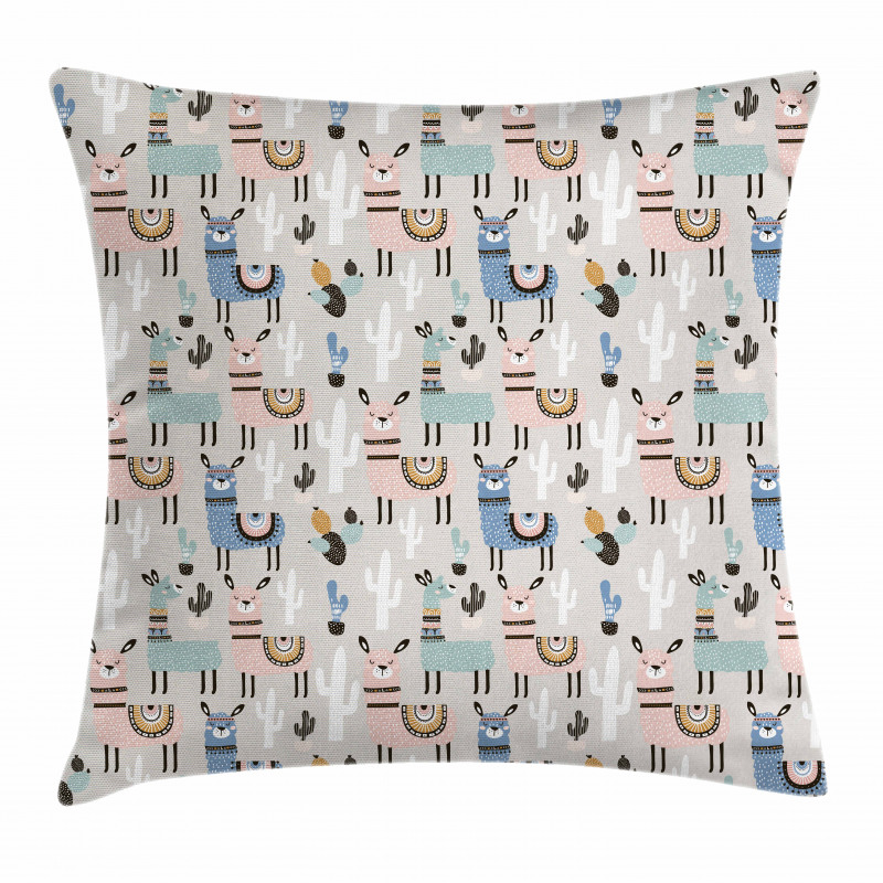 Llama Cartoon Kids Art Pillow Cover