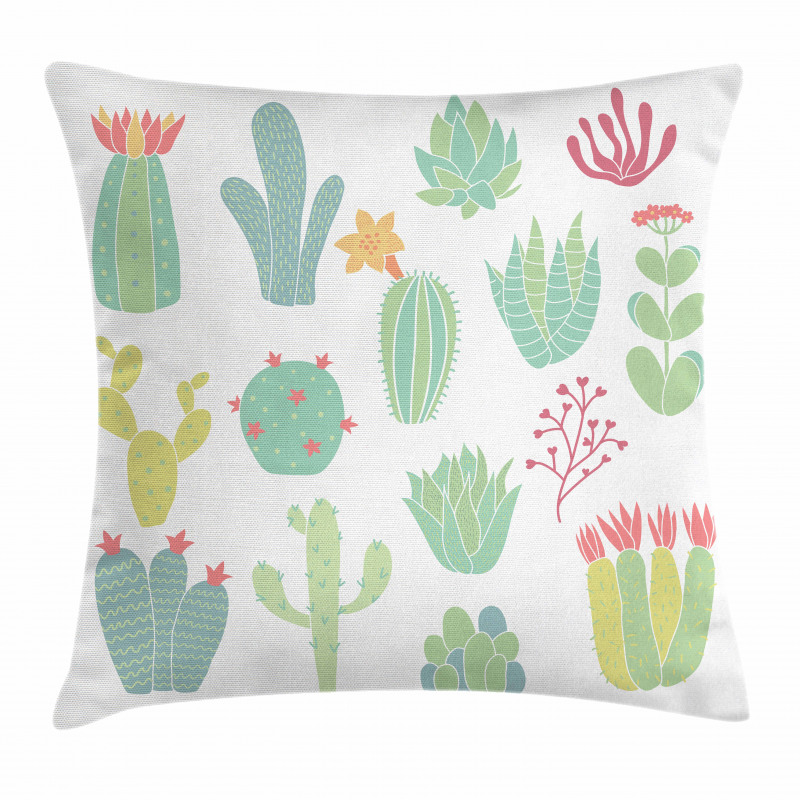 Hand Drawn Style Cacti Pillow Cover