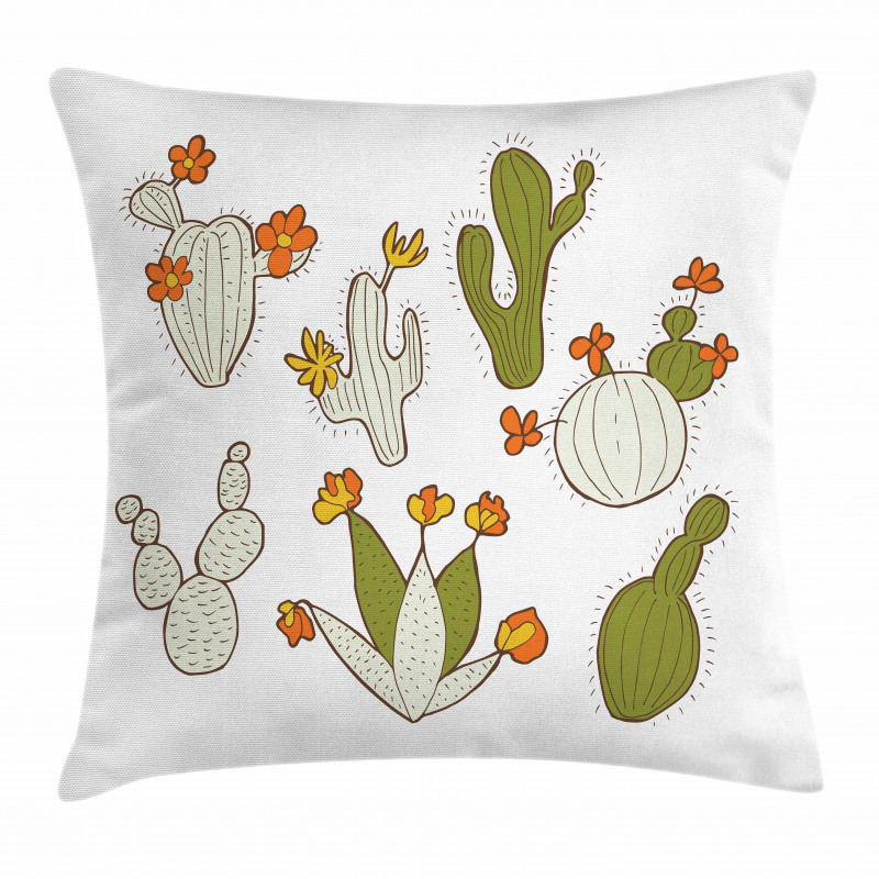 Doodle Cacti Flora Pillow Cover