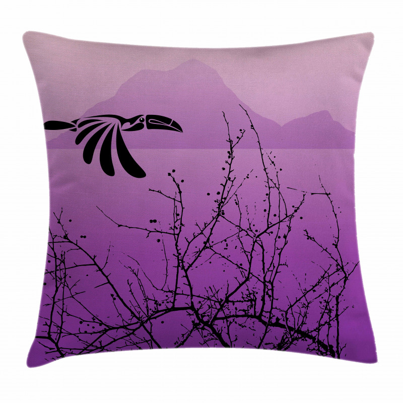 Hornbill Silhouette Pillow Cover