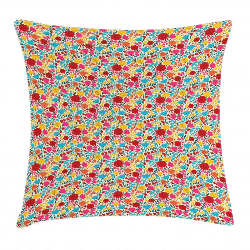 Silhouettes of Flowers Pillow Cover