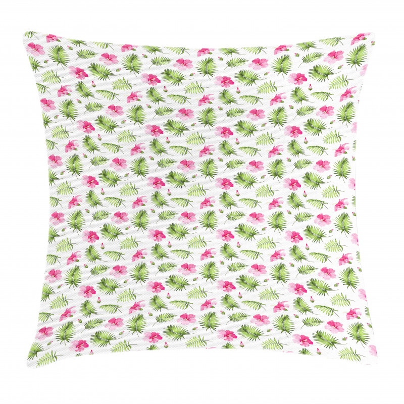 Pink Hibiscus Palm Pillow Cover