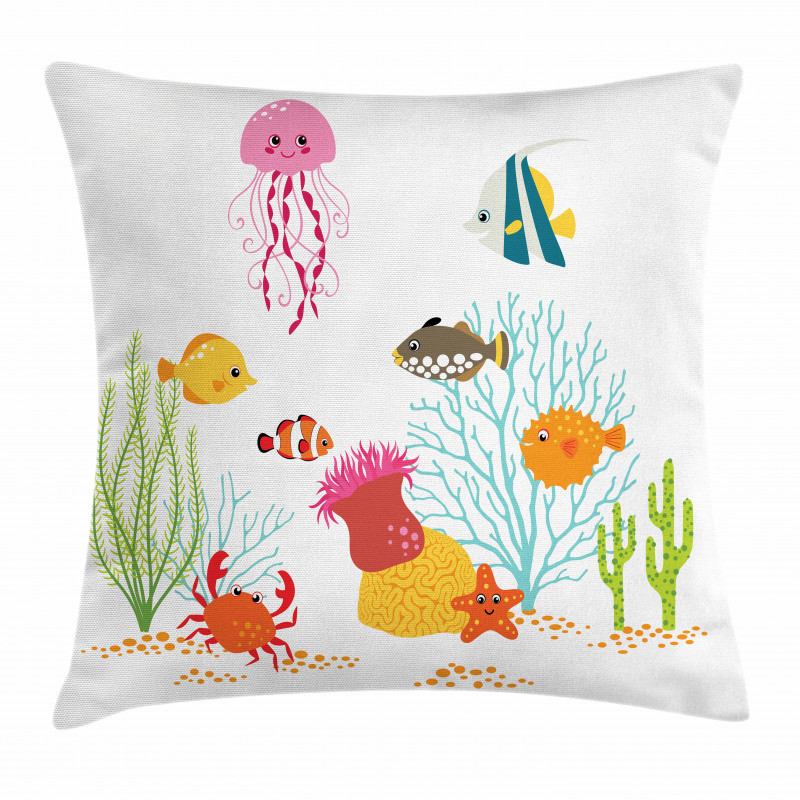 Cartoon Underwater Coral Pillow Cover