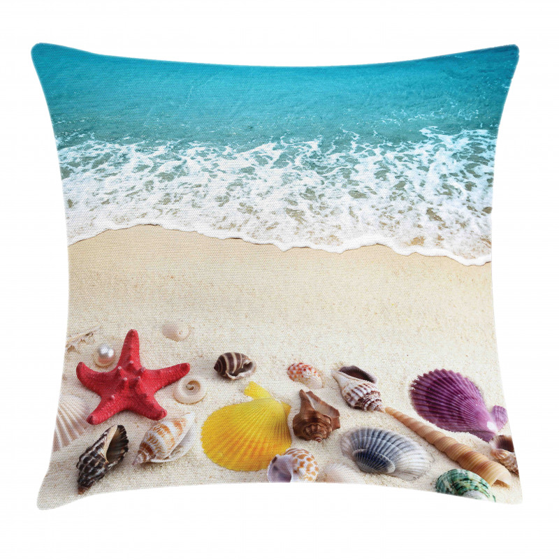 Sea Shells on Sandy Coast Pillow Cover