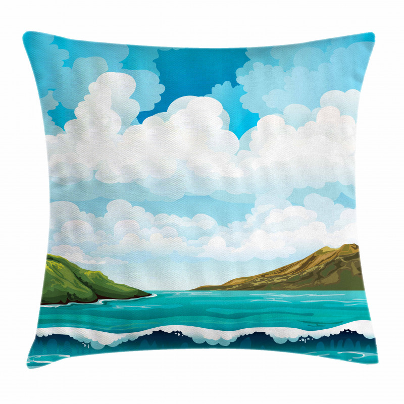 Waves Islands Blue Sky Pillow Cover