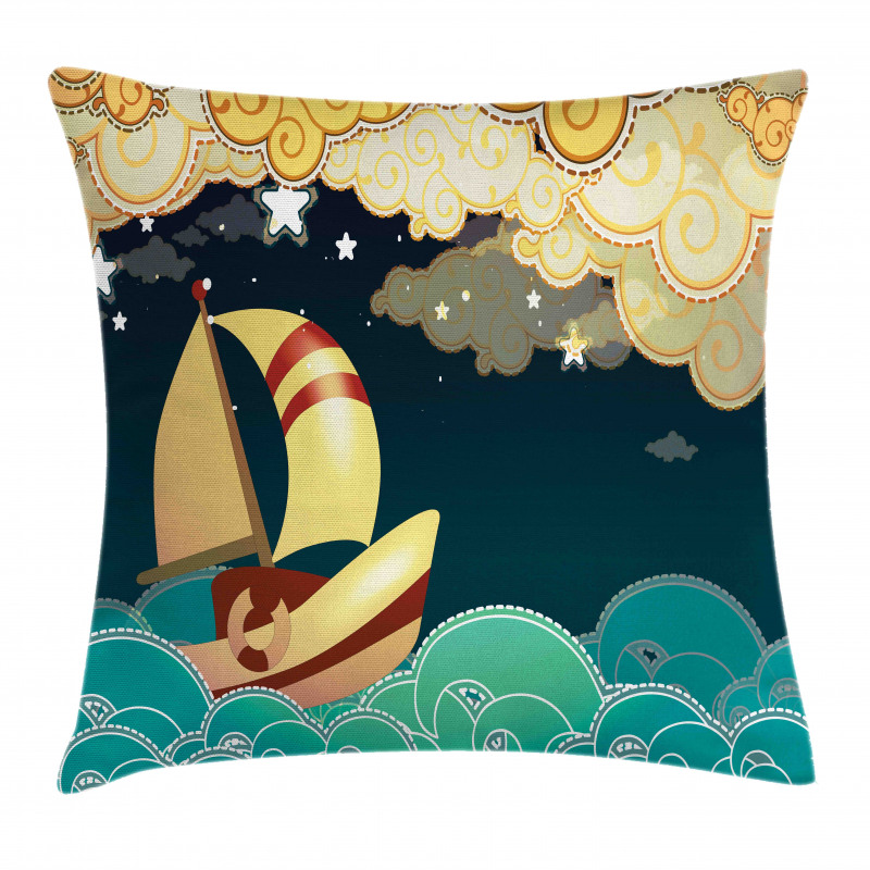 Fantasy Night Sea Waves Pillow Cover