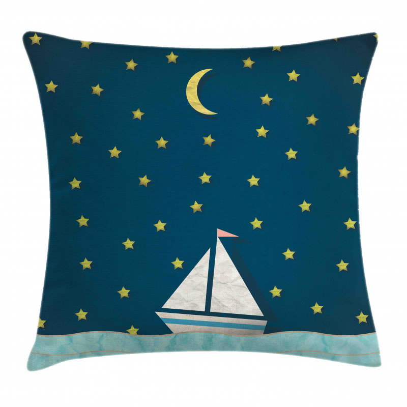 Sailing Boat Night Sky Pillow Cover