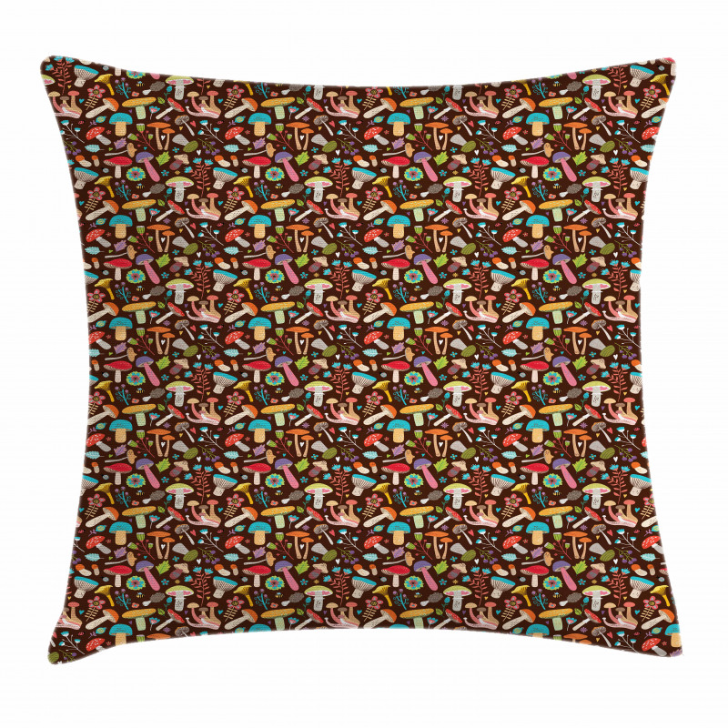 Fungus Flowers Leaves Pillow Cover