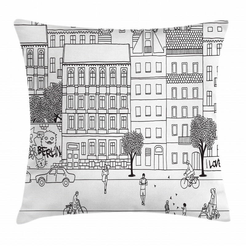 Monochrome Berlin Square Pillow Cover