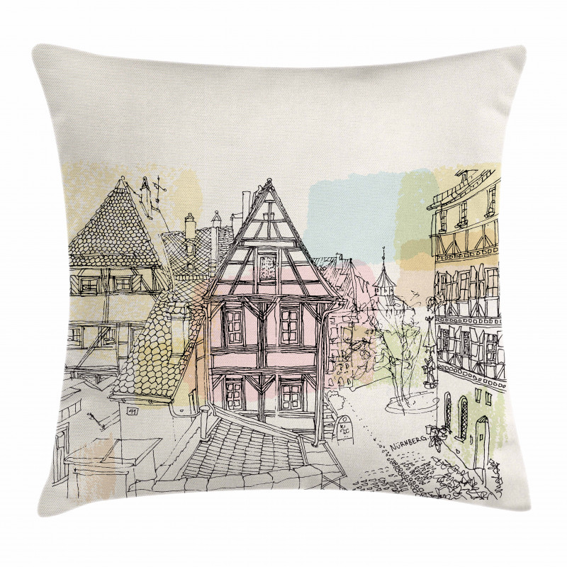 Historic Nuremberg Scene Pillow Cover