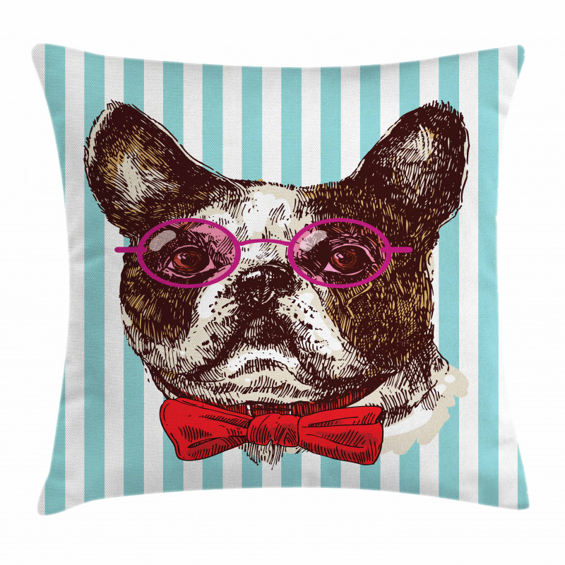Pop Art Bulldog Sketch Pillow Cover