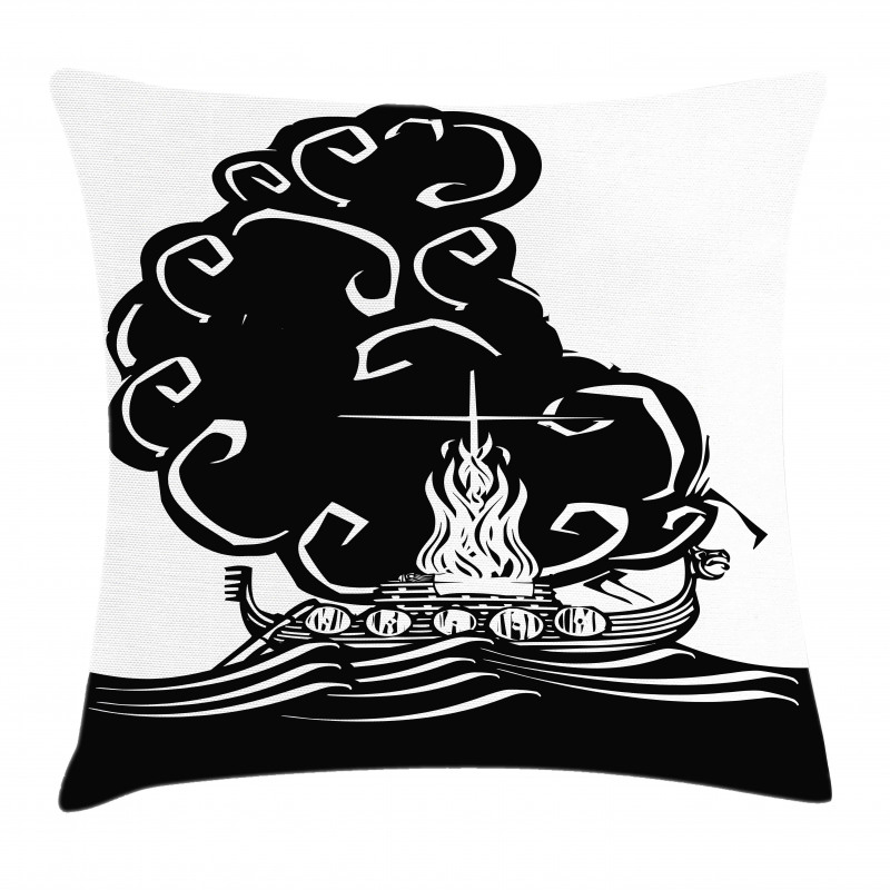 Viking Burning Longboat Pillow Cover