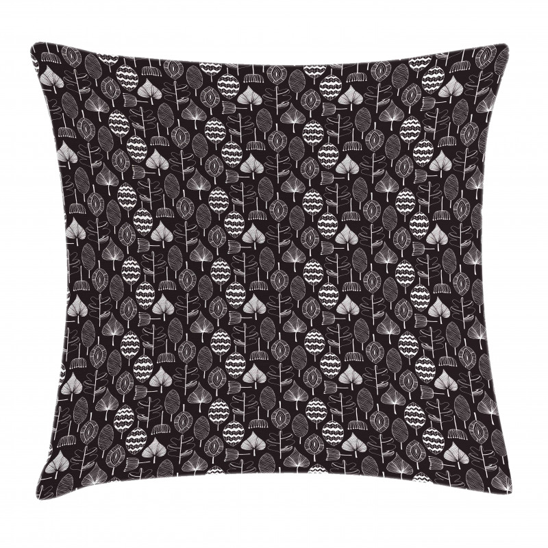 Scribble Leaves Artwork Pillow Cover