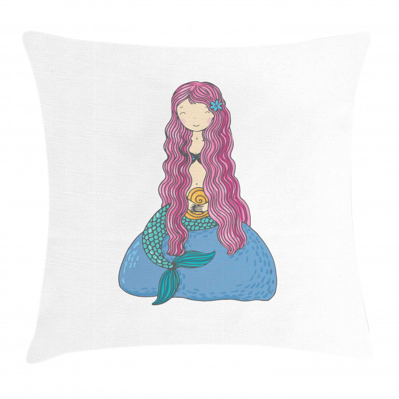 Girl Pink Hair Pillow Cover