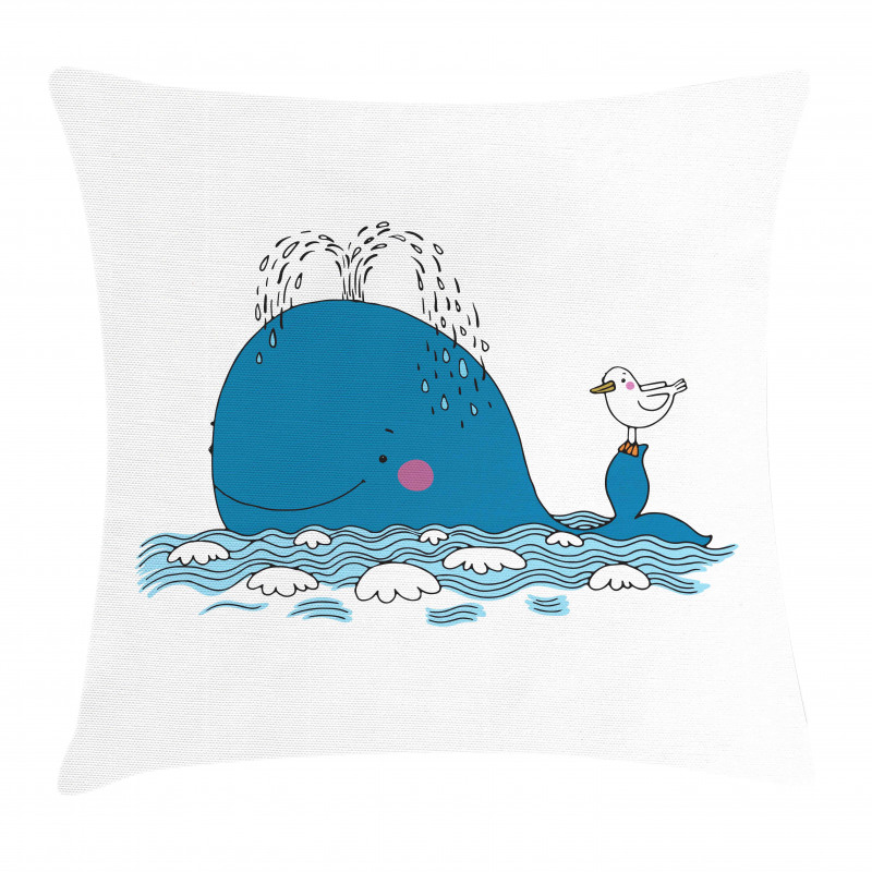 Sea Mammal with Seagull Pillow Cover