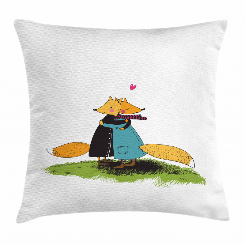 Romantic Animals Hugging Pillow Cover