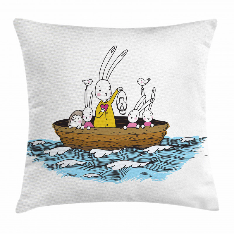 Cartoon Hares Hedgehog Pillow Cover