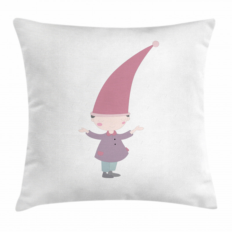 Cartoon Gnome Under Rain Pillow Cover