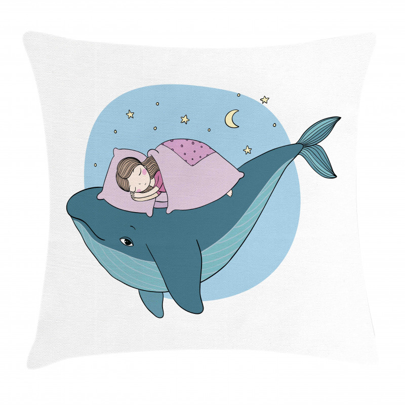 Girl Sleeping on Whale Pillow Cover